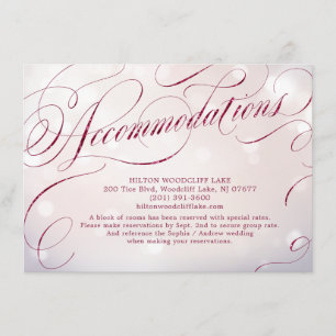 Glam burgundy vintage calligraphy accommodation enclosure card