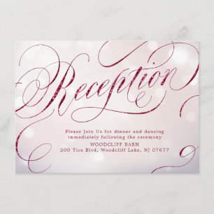Glam burgundy vintage calligraphy reception enclosure card
