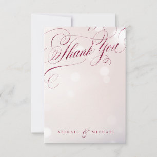 Glam burgundy vintage calligraphy thank you card