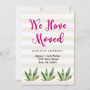 Glam Cactus Desert Stripes Change of Address Announcement