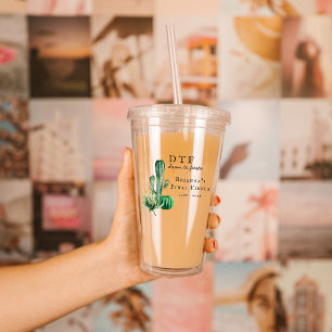 Glam Cactus Fiesta   Monogram Bachelorette Acrylic Tumbler