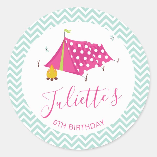 Glam Camp Makeover Girls Birthday Envelope Seal (Front)