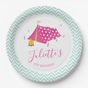 Glam Camp Makeover Girls Birthday Paper Plate