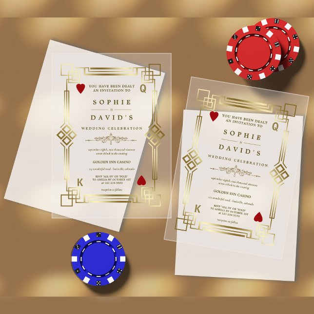 Glam Casino Night Las Vegas Wedding Transparent Acrylic Invitations (Creator Uploaded)