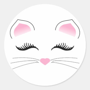 Glam Cat Face Classic Round Sticker