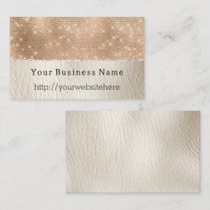 Glam Champagne Glitz White Faux Leather Business Card