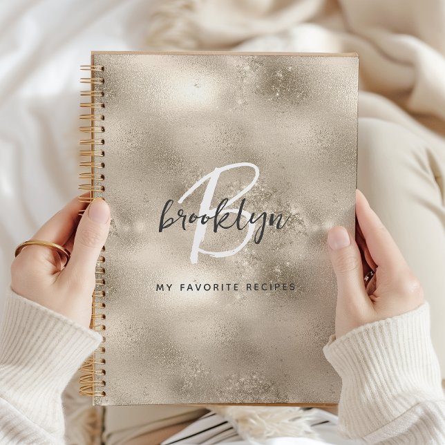 Glam Champagne Gold Monogram Recipe Book (Creator Uploaded)