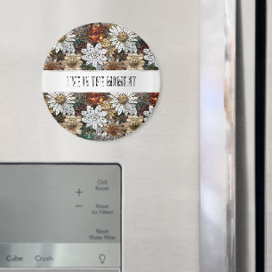 Glam Champagne Gold Red White Flowers Magnet