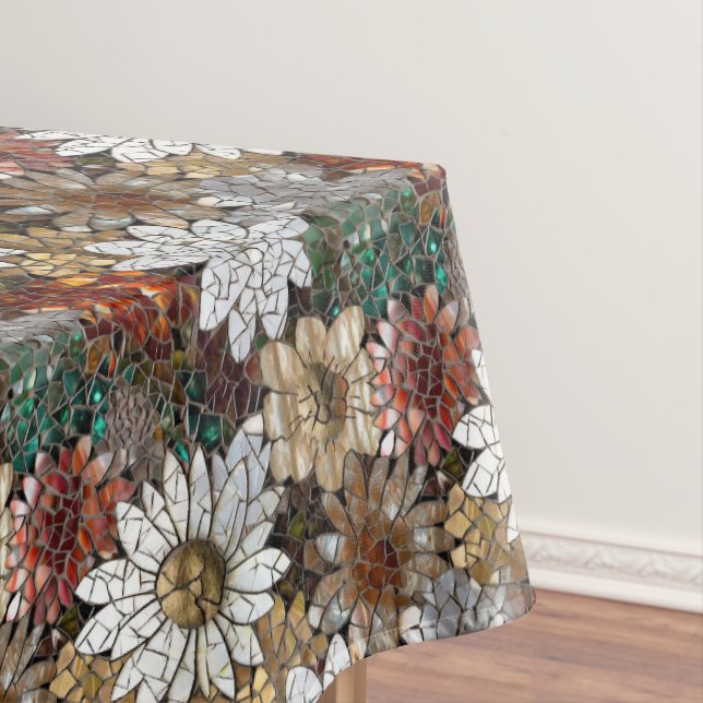 Glam Champagne Gold Red White Flowers Tablecloth (In Situ)