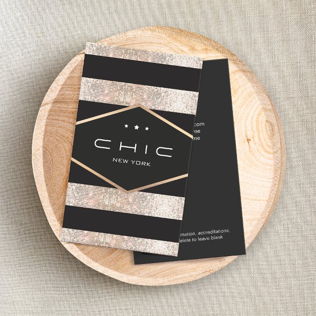 Glam Chic Black and Silver Sequins  Business Card (Creator Uploaded)