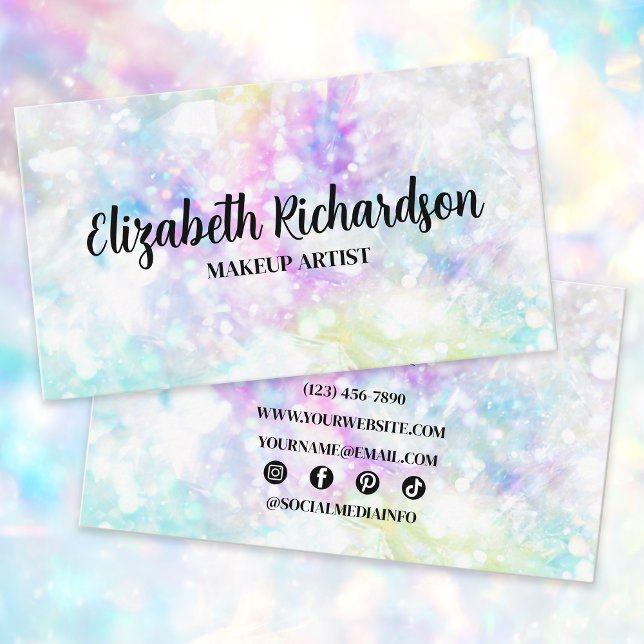 Glam Chic Colourful Sparkly Crystal Diamond Rainbo Business Card (Creator Uploaded)