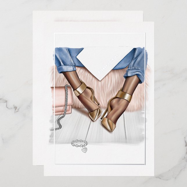 Glam Chic Fashion Show Foil Invitation (Front/Back)