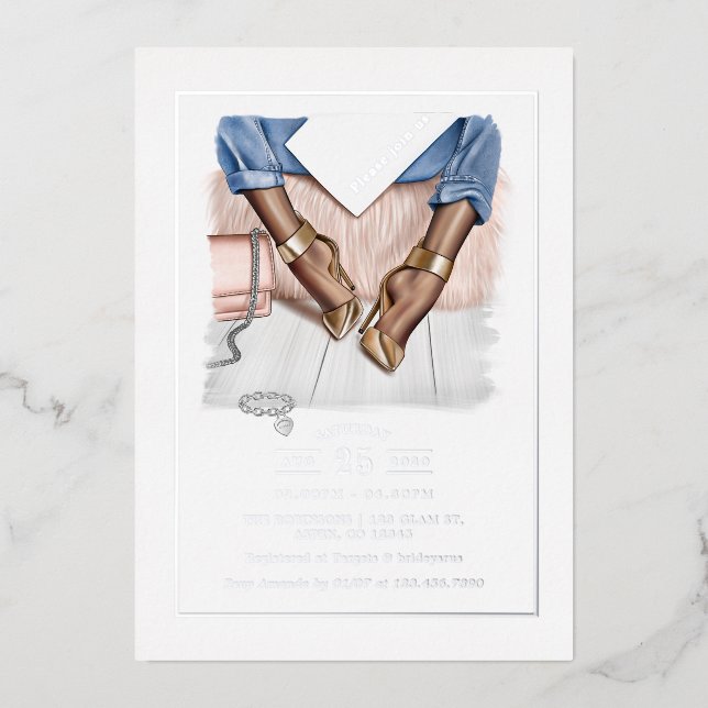 Glam Chic Fashion Show Foil Invitation (Front)