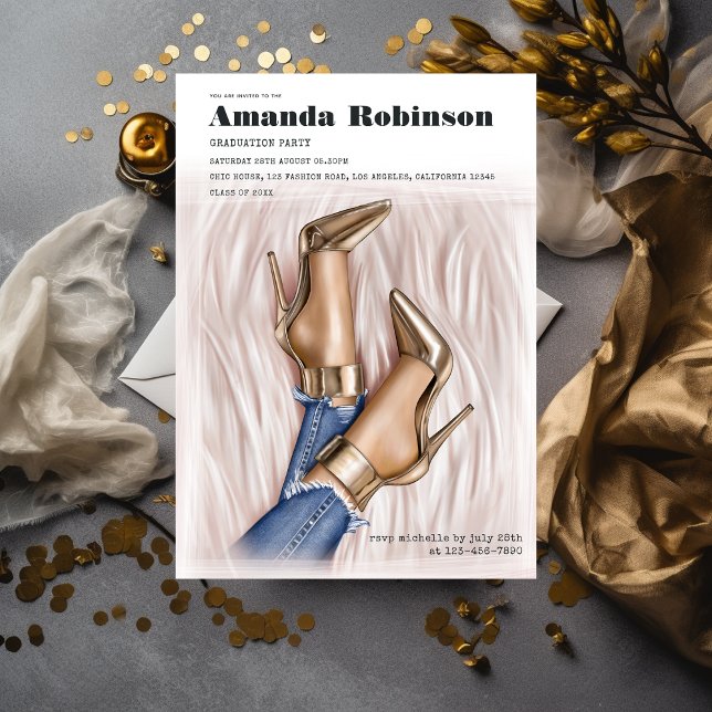 Glam Chic Fashion Show Graduation Party Invitation (Creator Uploaded)