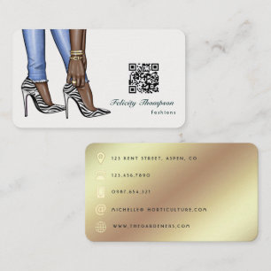 Glam Chic Gold Fashion Designer QR Code Business C Card
