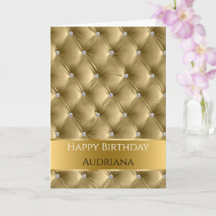 Glam Chic Gold Faux Velvet Silver Birthday Card