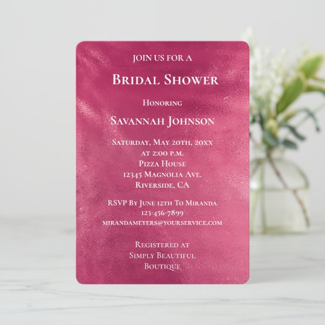 Glam Chic Pink Bridal Shower Invitation (Standing Front)