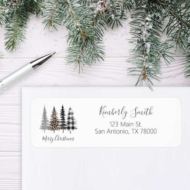 Glam Christmas Return Address (Modern Farmhouse Return Address Sticker)