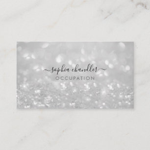 Glam Classy Glitter, Black & White, Script Name Business Card