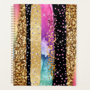 Glam colourful glitter rainbow sparkle chic planner