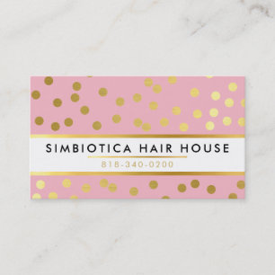 GLAM CONFETTI modern dot pattern gold pale pink Business Card