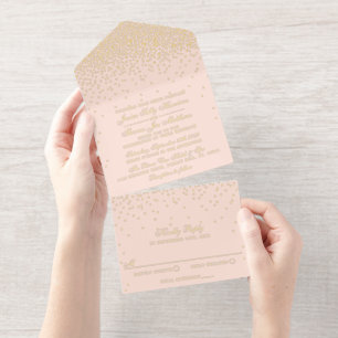 Glam Confetti Wedding Real Foil Pressed All In One Invitation