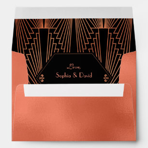 Glam Copper Great Gatsby Art Deco Return Address Envelope
