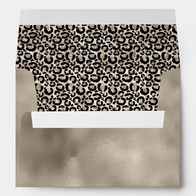 Glam Cream Glitter Glitzy Leopard Print Envelope (Back (Bottom))