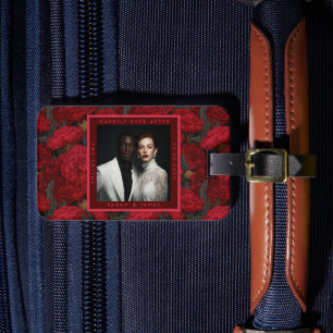 Glam Custom Carnation Sparkle Seasonal Wedding Luggage Tag