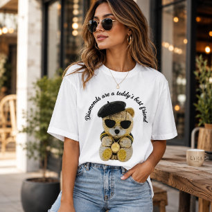 Glam Diamond Teddy Bear Fashion Women's T-Shirt