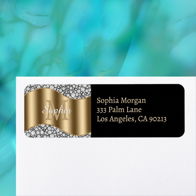 Glam Diamonds, Gold Monogram, Name & Address  (Creator Uploaded)