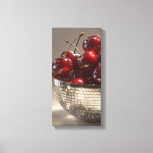 Glam Disco Bowl Cherries Still Life Pop Art Canvas Print