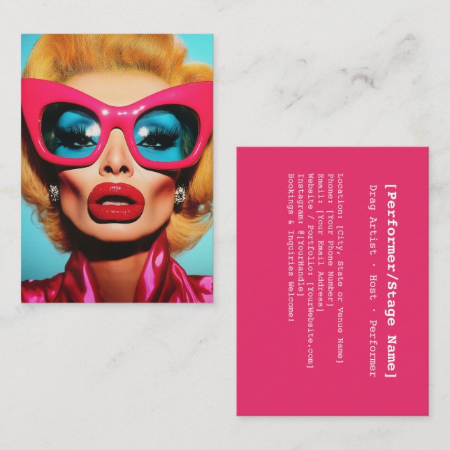 Glam Diva in Retro Shades Business Card (Front/Back)