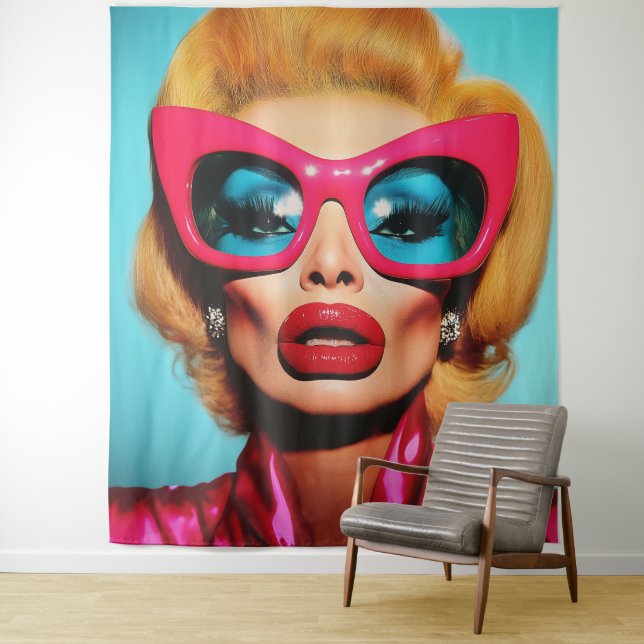 Glam Diva in Retro Shades Tapestry (In Situ)