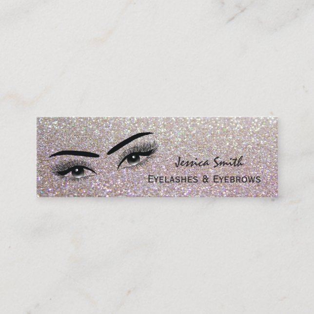 Glam  elegant glittery alluring  eyes mini business card (Front)