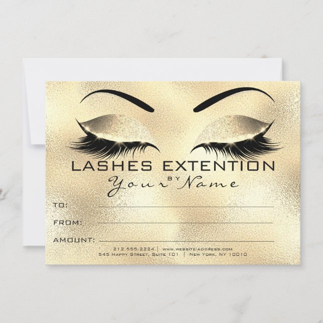 Glam Eyebrow Lashes Beauty Makeup Certificate Gift (Front)