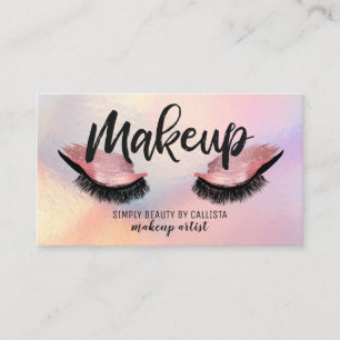 Glam Eyelash Pink Rose Glitter Metallic Makeup Business Card