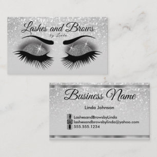 Glam Eyelashes and Brows - Smokey Grey Glitter Business Card