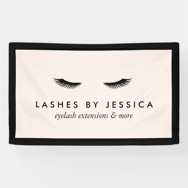 Glam Eyelashes Classic Black and Pink Banner (Horizontal)