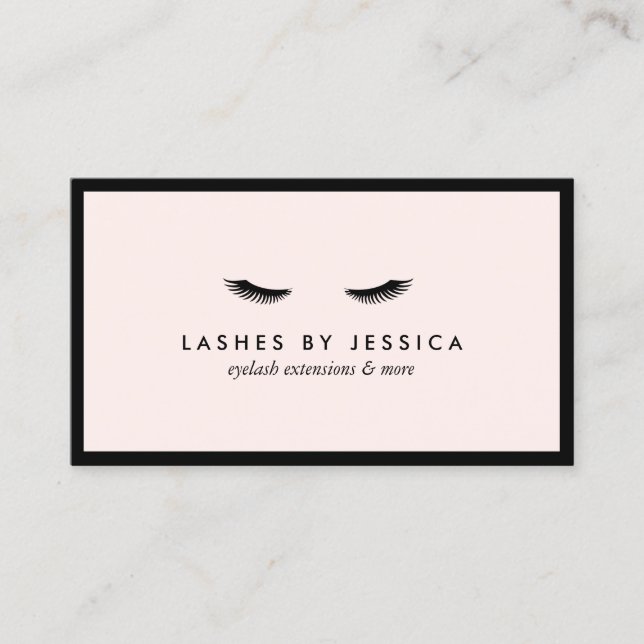 Glam Eyelashes Classic Black and Pink Business Card (Front)