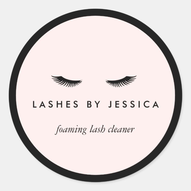 Glam Eyelashes Classic Black and Pink Classic Round Sticker (Front)