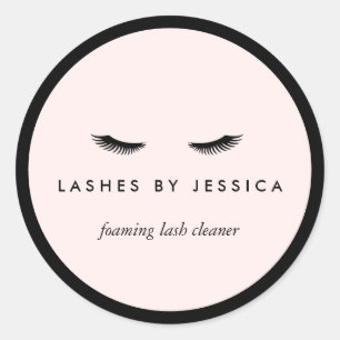 Glam Eyelashes Classic Black and Pink Classic Round Sticker
