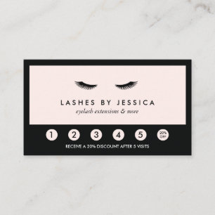 Glam Eyelashes Classic Black and Pink Loyalty Card