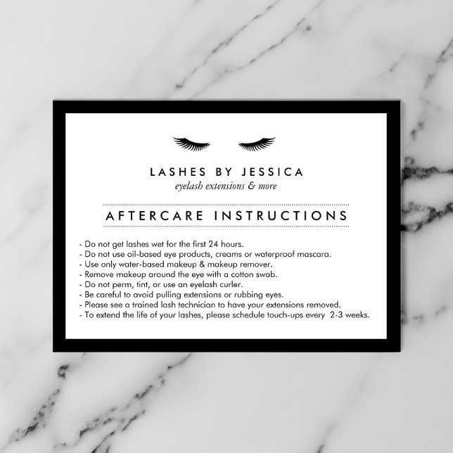 Glam Eyelashes Classic Lash Salon Aftercare Card (Creator Uploaded)