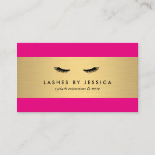 Glam Eyelashes Pink and Gold Business Card