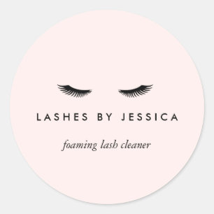Glam Eyelashes Pink Classic Round Sticker
