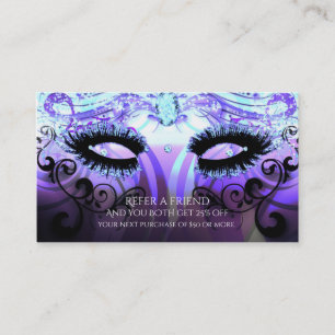 GLAM EYELASHES Purple Beauty Salon Refer a Friend Referral Card