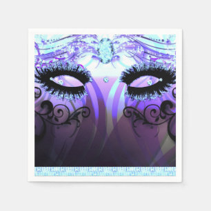 Glam Eyelashes Purple Masquerade Party Custom Napkin