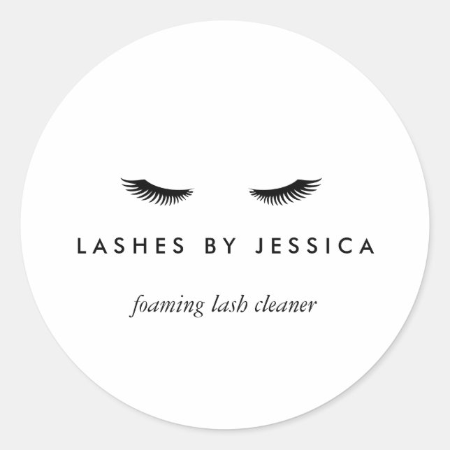 Glam Eyelashes White Classic Round Sticker (Front)