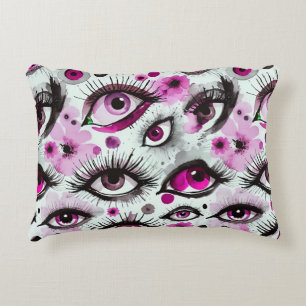 Glam Eyes and Lashes Pink Watercolor Decorative Cushion